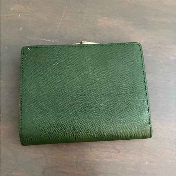 VINTAGE Givenchy Forest Green Bifold Compact Wallet w Gold Tone Accents Leather - Picture 5 of 9